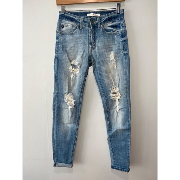 Distressed Light Blue Zara Womens‎ Jeans With Ripped Detailing & Faded Wash Size - Picture 1 of 9
